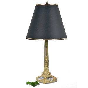 Large 1925 Lamp In Bronze & Glass Art Deco Period Floor Lamp Column With Ionic Capital 1920