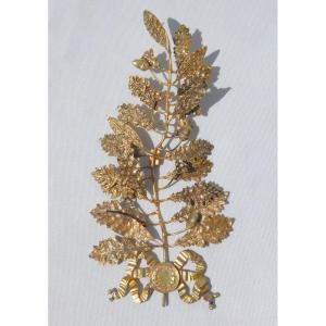 Large Palm In Sterling Silver Vermeil, Napoleon III Period, Laurel Leaves, Oak Nineteenth