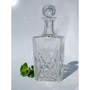 Large Decanter In Cut Crystal From Saint Louis, Whiskey Alcohol, Art Deco Chantilly