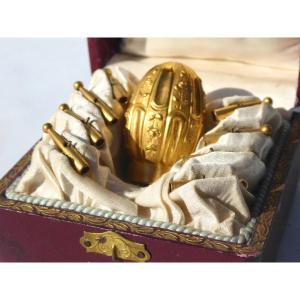 Umbrella Handle Box, Whale Tips, Pomponne Style 1900 Nineteenth Jewel Cane Pommeau