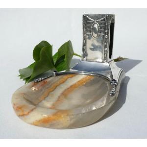 Empty Pocket Period 1900, Hard Stone & Silver Metal, Agathe And Amethyst 1910, Baguier