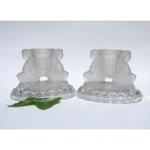 Antique Baccarat Candelsticks , Crystal , French Victorian Era , 1860 , Children 