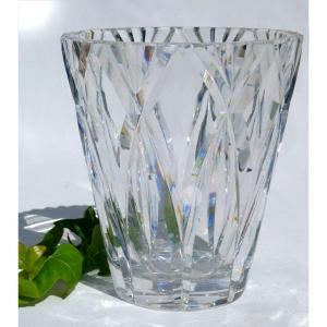 Cratere Vase In Cut Crystal From Saint Louis, Art Deco Bucket, Camargue