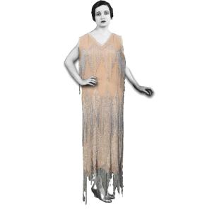 Evening / Ball Dress, 1920s Beaded Silk, Art Deco, Roaring Twenties / Charleston Costume