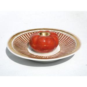 Inkwell / Quill Holder In Paris Porcelain, 1820 Period, Trompe l'Oeil 19th Century, Writing