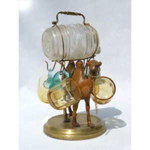 Liqueur Cellar Napoleon III Period, Orientalist Camel Model, 19th Century, Buckets, Service 