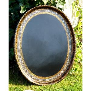 Large Serving Tray In Boiled Cardboard / Paper Mache Nineteenth Napoleon III Mother-of-pearl Coffee Table