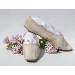 Pair Of Shoes Period 1820, 19th Century Women's Shoes, 19th Century Empire Ballerinas, Costume