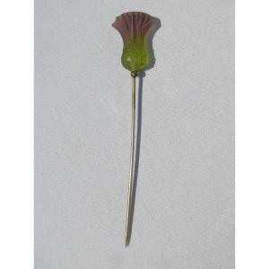 Glass Paste Tie Pin, Daum Nancy, Art Nouveau Thistle Decor, Hat Jewel
