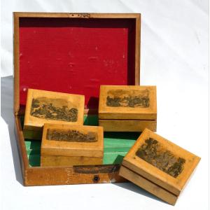 Games Box, Spa Wood, Charles X Period, 19th Century Jewelry / Token Box, Quadrille