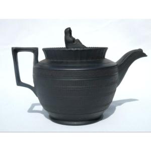 Black Basalt Teapot, Wedgwood 19th Century Directoire Style Circa 1790, Turner Pottery, Jug