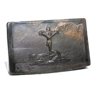 Box / Snuffbox In Pressed Horn, Religious Scene Of Saint Mary Magdalene 19th Century Around 1830