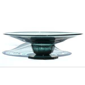 Large Centerpiece Cup, 1920s, Art Deco Style, Daum Val Saint Lambert, Blue