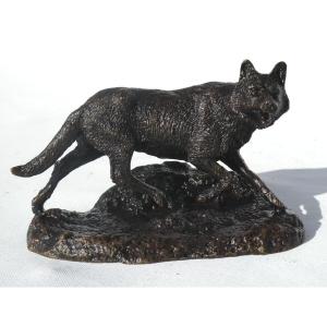 Animal Bronze, Icelandic Fox By Pierre Jules Mene, 19th Century, Sand Cast