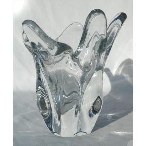 Baccarat Cast Crystal Vase, Daum Style, 1960 