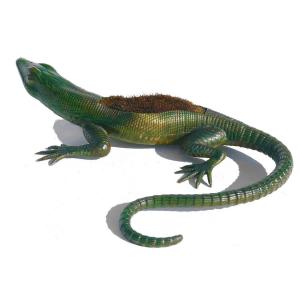 Large Animal Bronze From Vienna, Lizard Decor, 19th Century Period Pen/brush Wiper