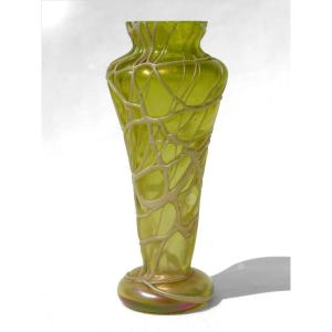 Art Nouveau Iridescent Glass Vase, Work Of Wilhem Kralik Or Johann Loetz Witwe Modern Style 19th Century