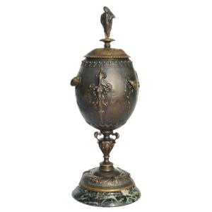 Naturalist Bronze Box, Insect Decor, Casserole, Signed Auguste Nicolas Cain, 19th Century