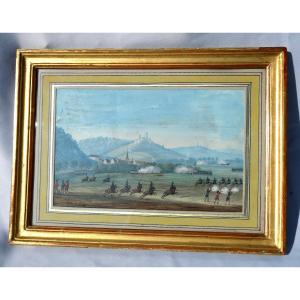 19th Century Gouache, Napoleonic Battle Scene, Painter Henri-joseph Van Blarenberghe Lille