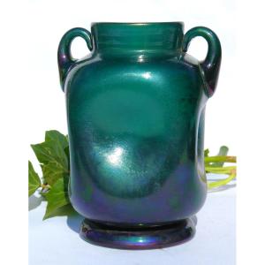 Iridescent Glass Vase, Loetz Style, Thomas Webb, Napoleon III Period, 19th Century Art Nouveau