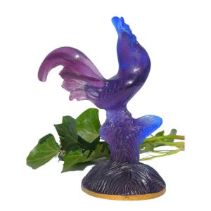 Glass Rooster Signed Daum Nancy, Art Nouveau Style Animal 