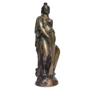 Bronze Sculpture, Armed Marianne, 1870s David d'Angers Style, French Republic, 19th Century