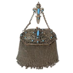 Purse / Handbag From The Napoleon III Period, 19th Century; Fleur De Lys, 19th Century Royalist Jewel