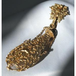 Large Salt / Perfume Bottle & Its Chatelaine, Napoleon III Period, 19th Century 