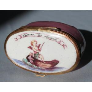 Fly Box / Tobacco In Limoges Enamel, 18th Century Snuffbox, Mythological Scene, Love 