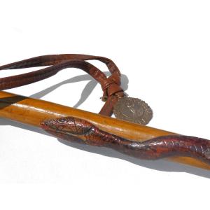 Reservist Walking Stick, Souvenir Of A Soldier, Lorraine, Coiling Snake 1917