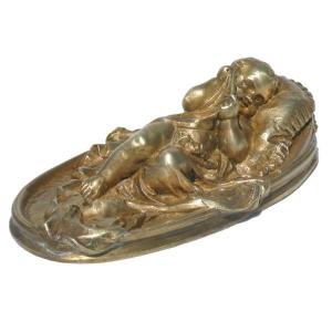 Bronze Paperweight, Sleeping Child, The King Of Rome 19th Century, Empire, Napoleon I, Baby