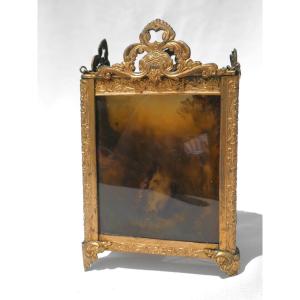 Napoleon III Night Light Lantern, Pre-cinema, Painting Fixed Under 19th Century Glass, Lithophane