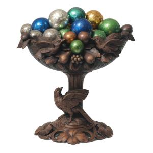 Large Cup / Centerpiece Napoleon III Period, Carved Wood From The Black Forest Tazza 19th Century