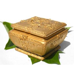 Gilt Bronze Jewelry Box, Susse Freres, Signed Guenardeau, Art Nouveau 1900 19th Century Case