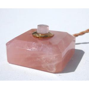 Table Bell 1900, Rose Quartz, Object Of Curiosity, 19th Century Service Bell 