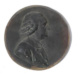 Medallion / Bas Relief In Terracotta, Philosopher Of The Enlightenment, Jean Jacques Rousseau Profile