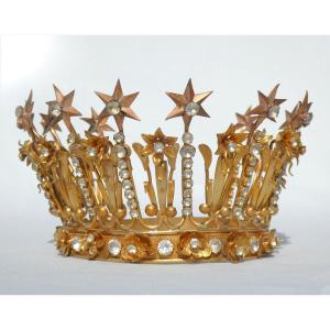 Virgin's Crown Napoleon III Period, 19th Century Church Jewel, Fleur-de-lys, Diadem, Tiara