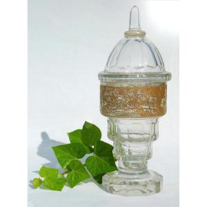 Cut Crystal Chalice Neo Antique Decor Puttis, Lions, Bacchanalia, 19th Century, Val Saint Lambert