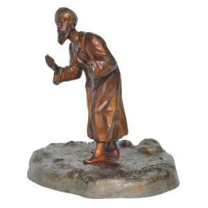 Nuremberg Lead Sculpture, Orientalist Subject, Beggar With A Carpet, Vienna Bronze, 19th Century