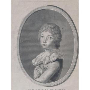 Portrait Of The Dauphin Louis Charles Of France, Louis XVII, Son Of Marie Antoinette. Engraving 