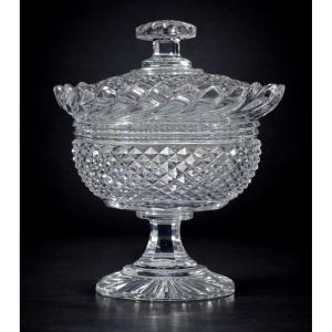 Bonbon Pot/jam Dish In Creusot/vonêche/baccart Crystal, 19th Century, Charles X Style