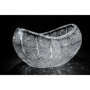 Cut Crystal Navette Planter/centerpiece With Star Decoration, Saint Louis Style, 1900