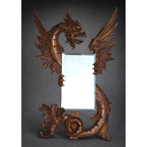 Mirror, Napoleon III Period, Gabriel Viardot, Dragon Decoration, Second Empire, Asia, 19th Century, 1880