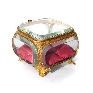 Napoleon III Era Jewelry Box, Pomponne & Glass, 19th Century Upholstery, Case/case