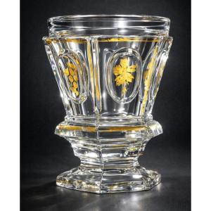 Charles X Period Crystal Violet Glass/tumbler, Restoration Period, 19th Century Miniature Vase