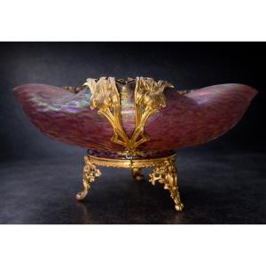 Art Nouveau Iridescent Glass Centerpiece/cup By Loetz/kralik, Circa 1900, Iris Decor, Jugendstil
