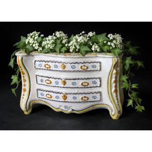 Flowerpot Commode, Nevers/la Rochelle Earthenware, 18th Century, Bouquet Holder 