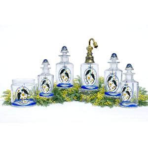 Bathroom Set, Baccarat Perfume Bottles, Marcel Goupy / Jean Luce 1910, Enamel