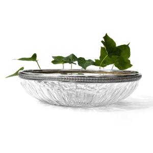 Cut Crystal & Sterling Silver Bowl, 19th Century, Louis XVI Style, Trinket Dish