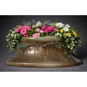 Art Nouveau Style Planter, Centerpiece, Rambervilliers Stoneware, Denbac 1900